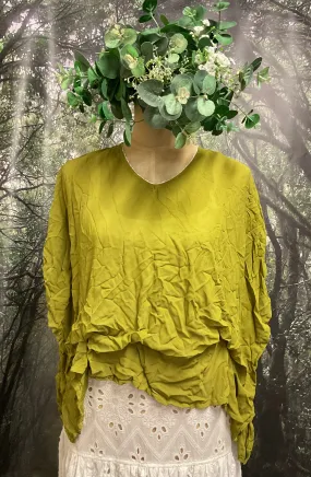 #5254 Green crinkle overtop with rouched hem