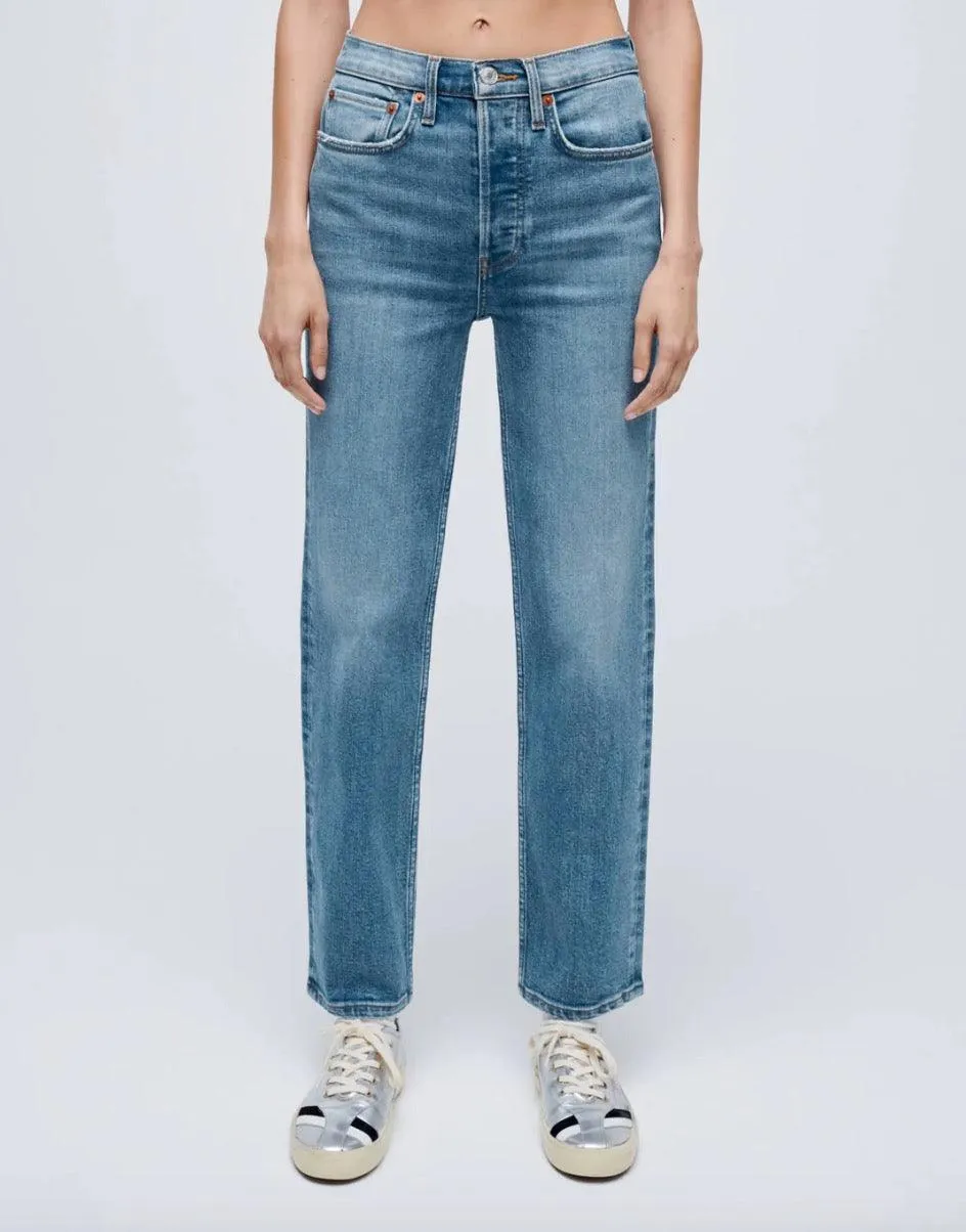 70s Stovepipe Classic Faded Blue Jeans