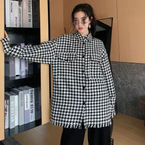 8GIRLS OVERSIZED CHECK SHIRT WITH TASSEL HEM
