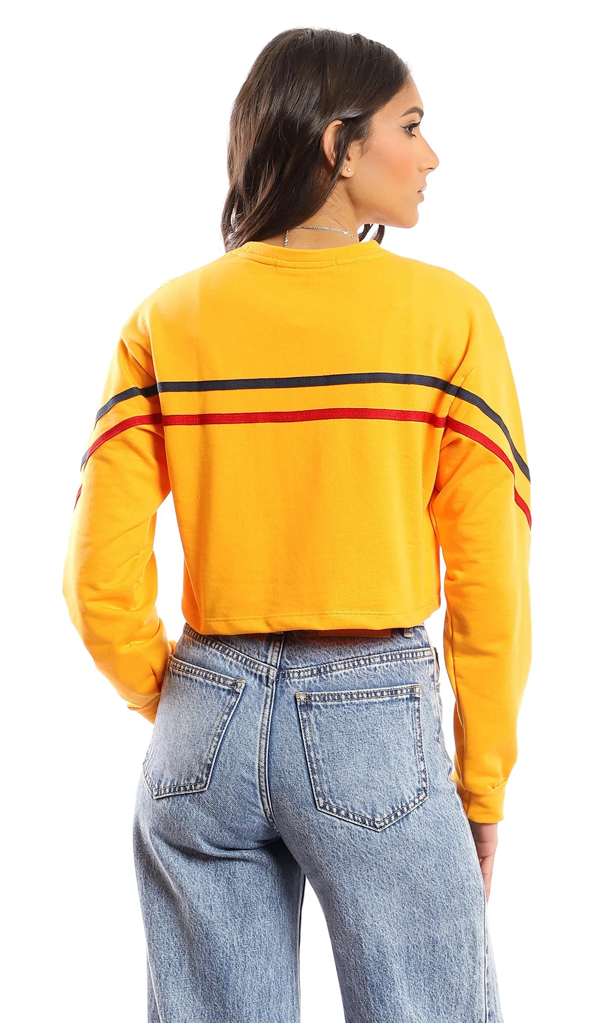 98105 "Easy Come Easy Go" Cropped Long Sleeves T-Shirt - Orange