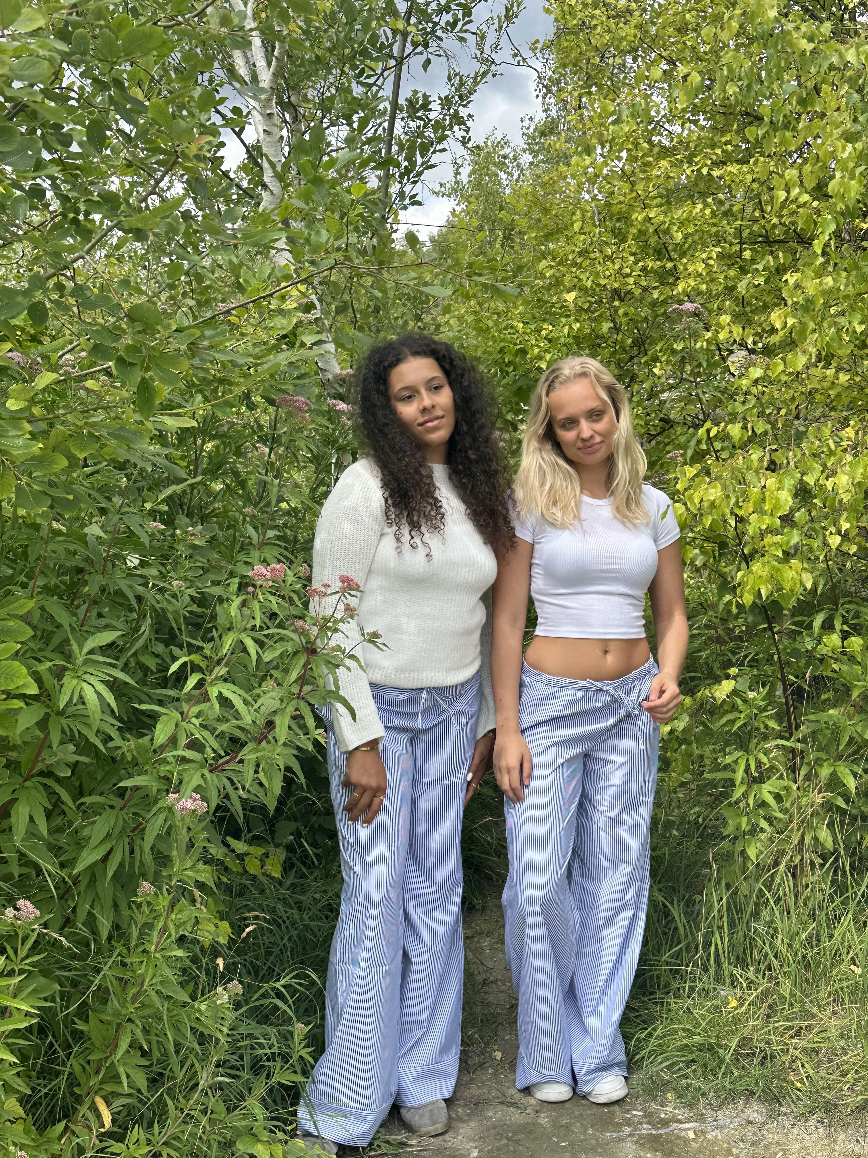 Adina low-waist pants with stripes - Blue