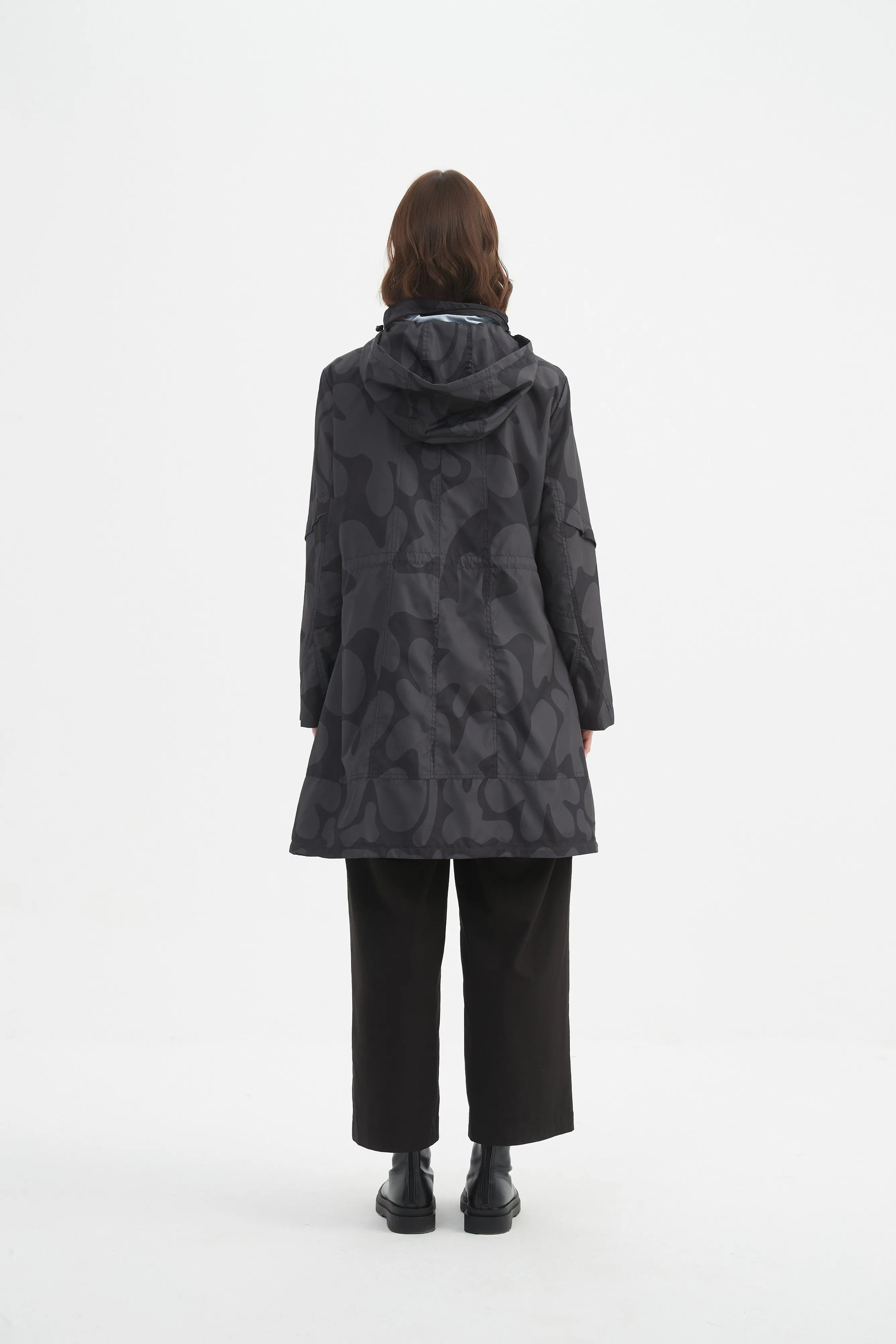 ADJUSTABLE WAIST PRINT PARKA