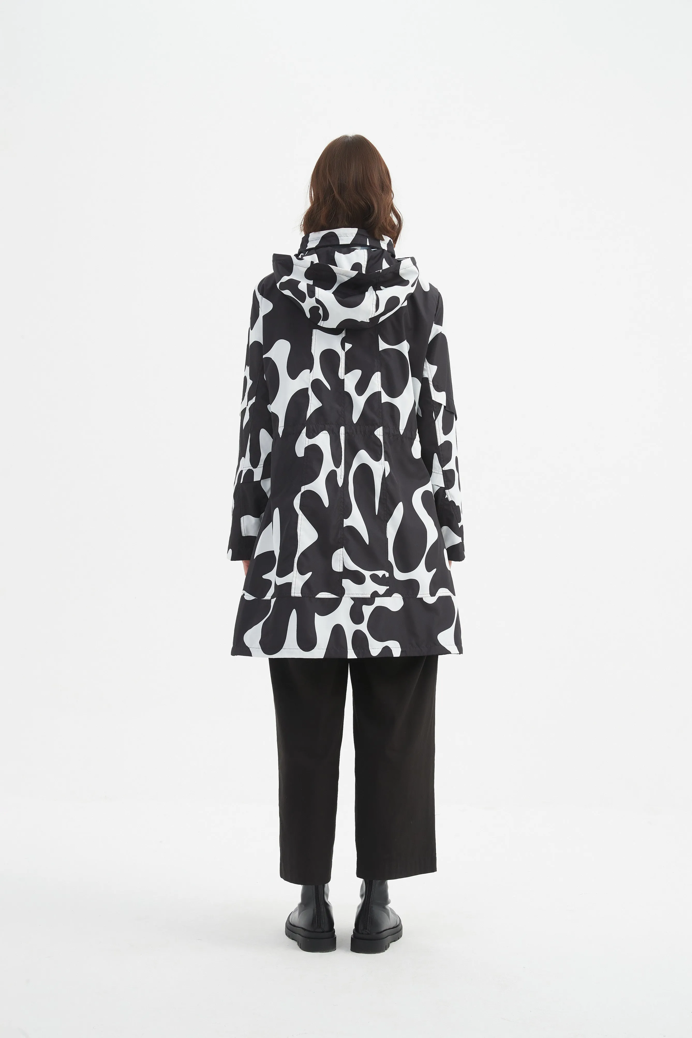 ADJUSTABLE WAIST PRINT PARKA
