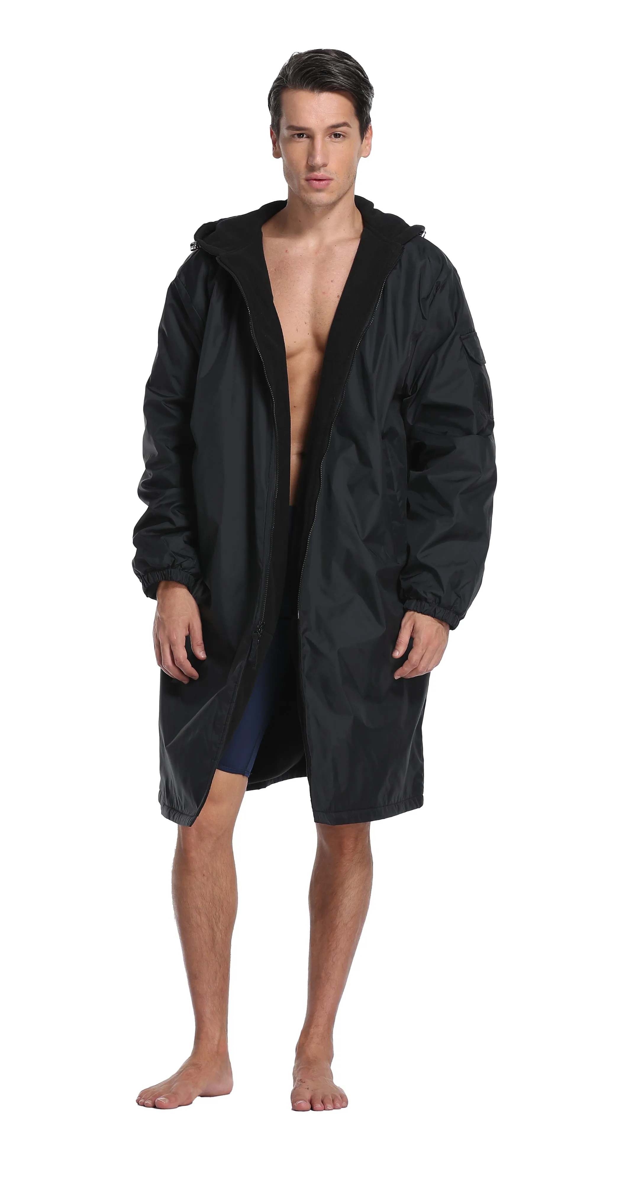 Adoretex Unisex Water Resistant Swim Parka for Adults and Kids Black Lining (PK005)