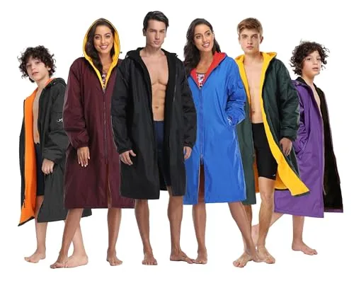 Adoretex Unisex Water Resistant Swim Parka for Adults and Kids Black Lining (PK005)