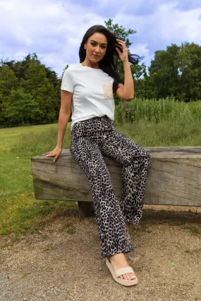Alina High Waisted Leopard Wide Leg Jeans