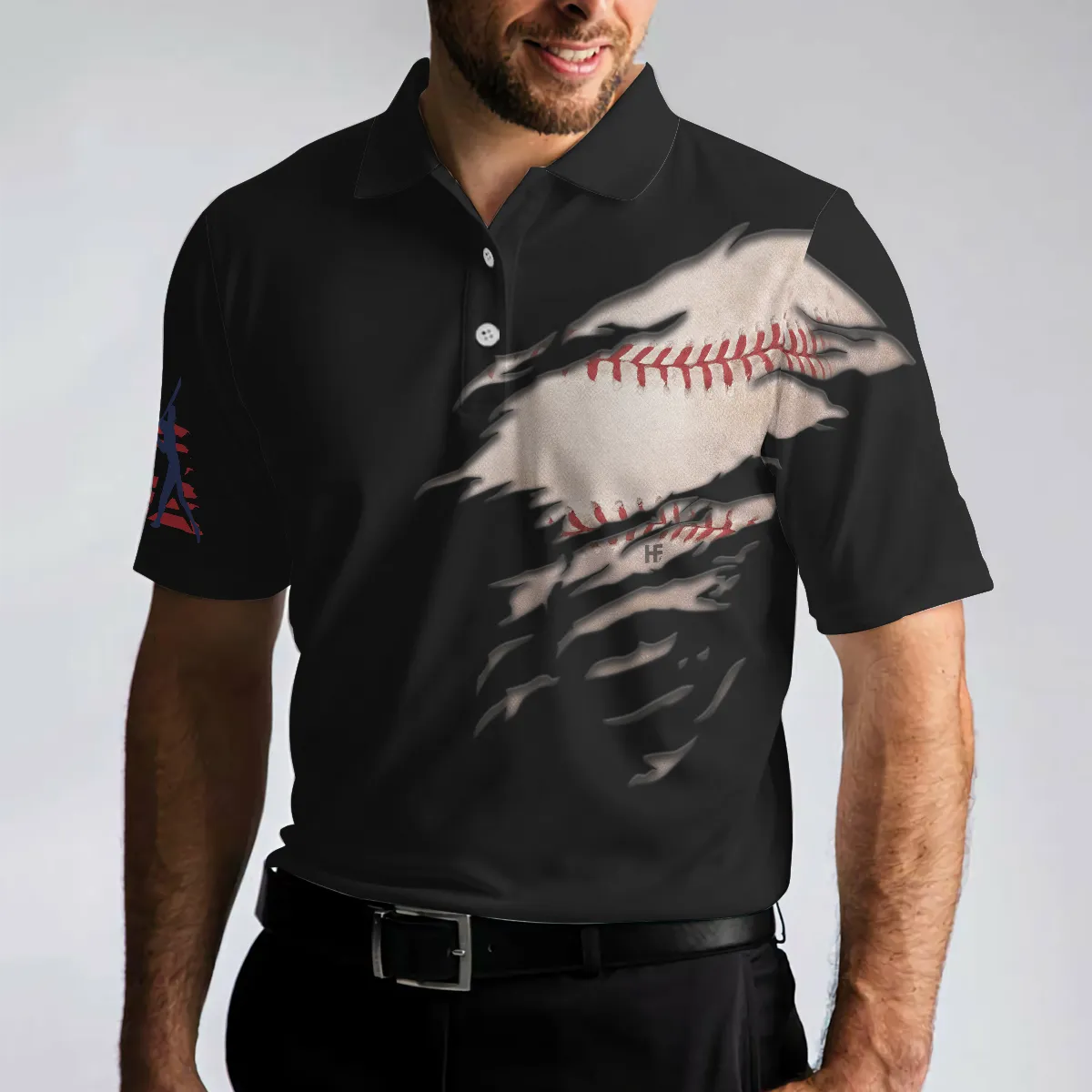 America Baseball Polo Shirt, American Flag Baseball Shirt For Men