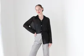BALLETCORE 90s Sheer Mesh Black Oversized Shirt