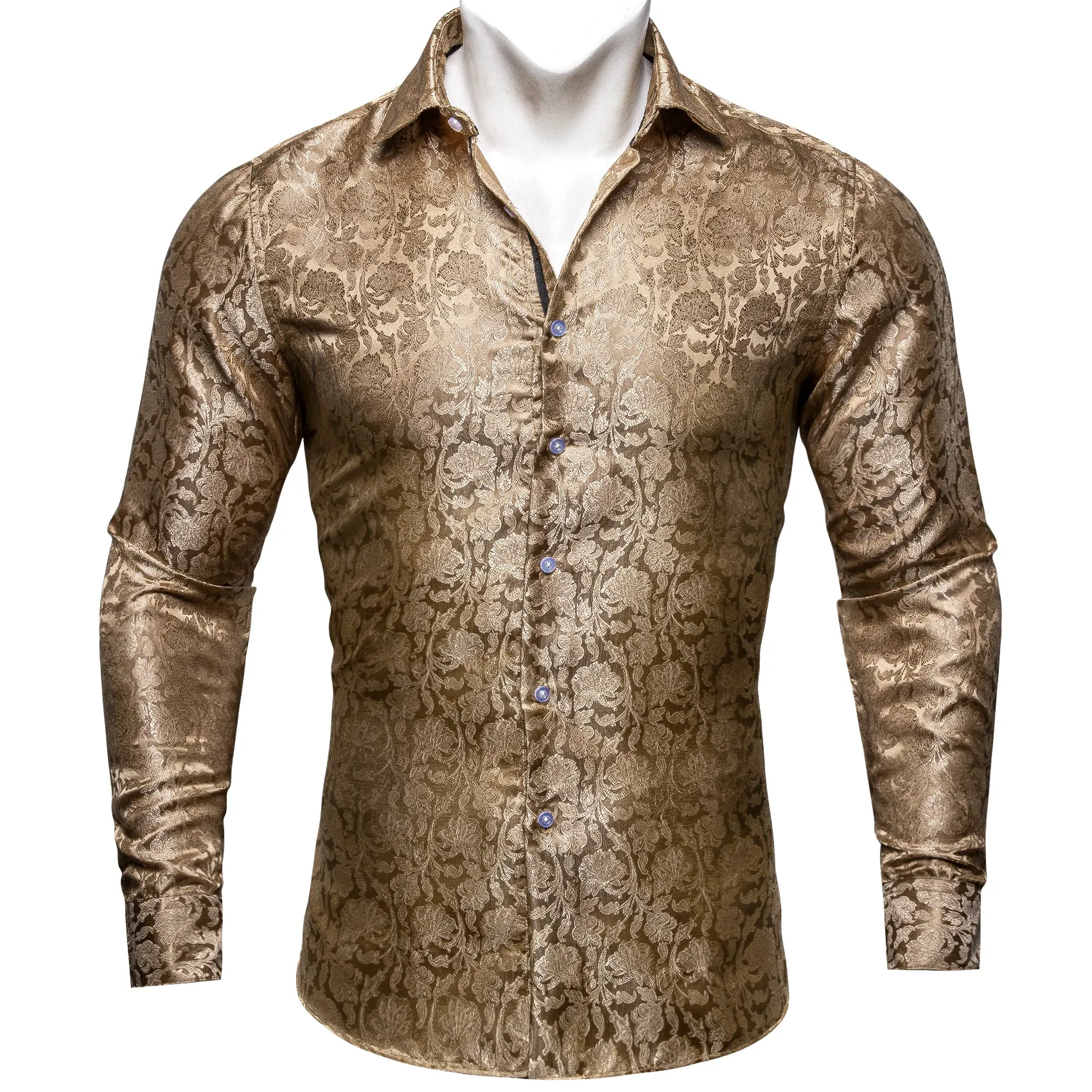 Barry.wang Golden Floral Silk Shirt