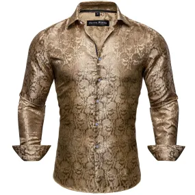 Barry.wang Golden Floral Silk Shirt