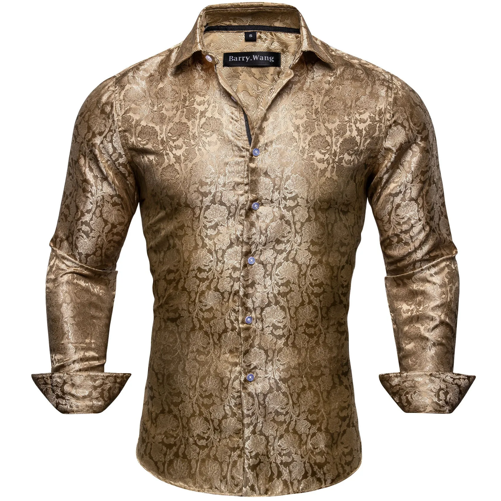 Barry.wang Golden Floral Silk Shirt