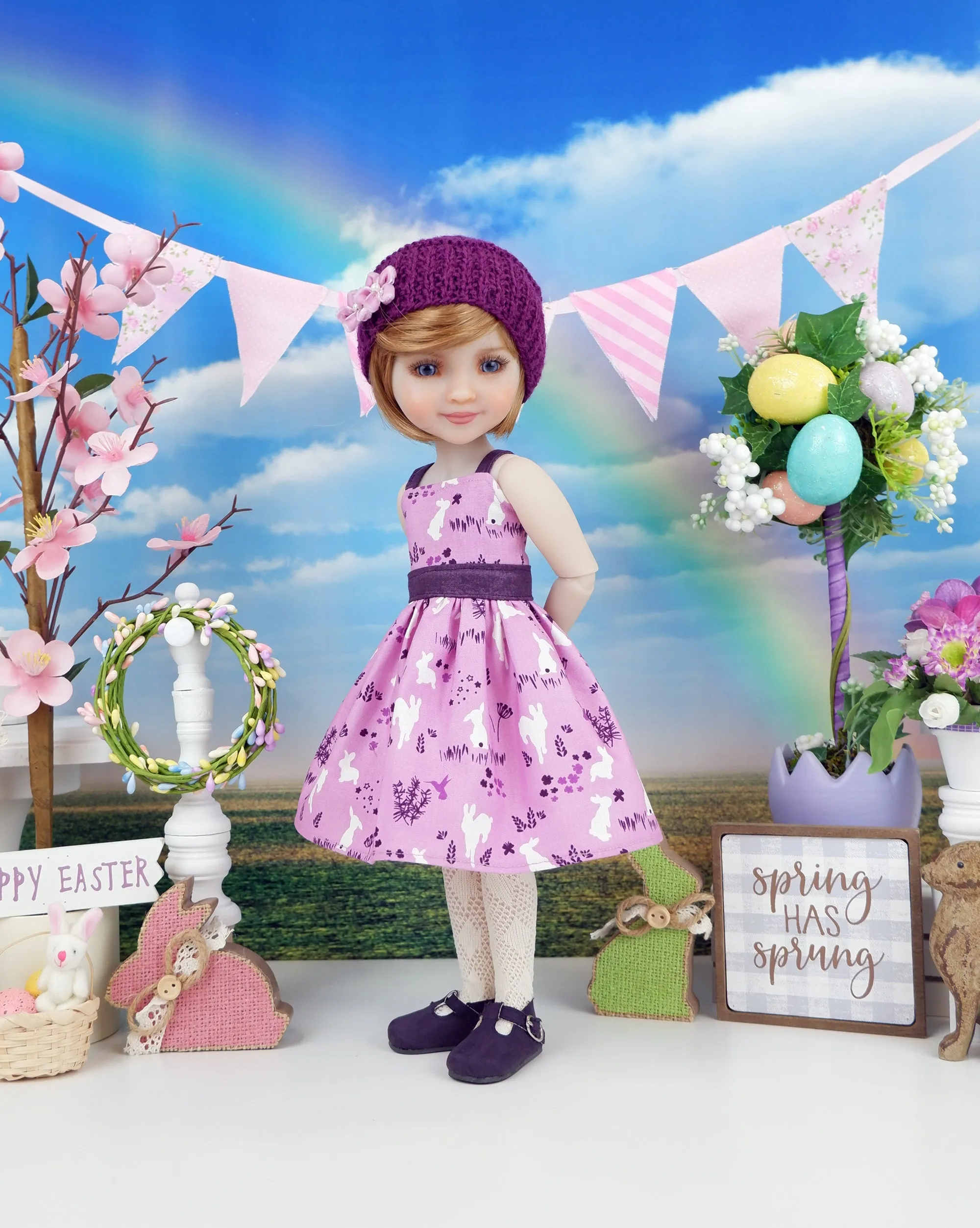 Beautiful Bunny - dress and sweater set with shoes for Ruby Red Fashion Friends doll