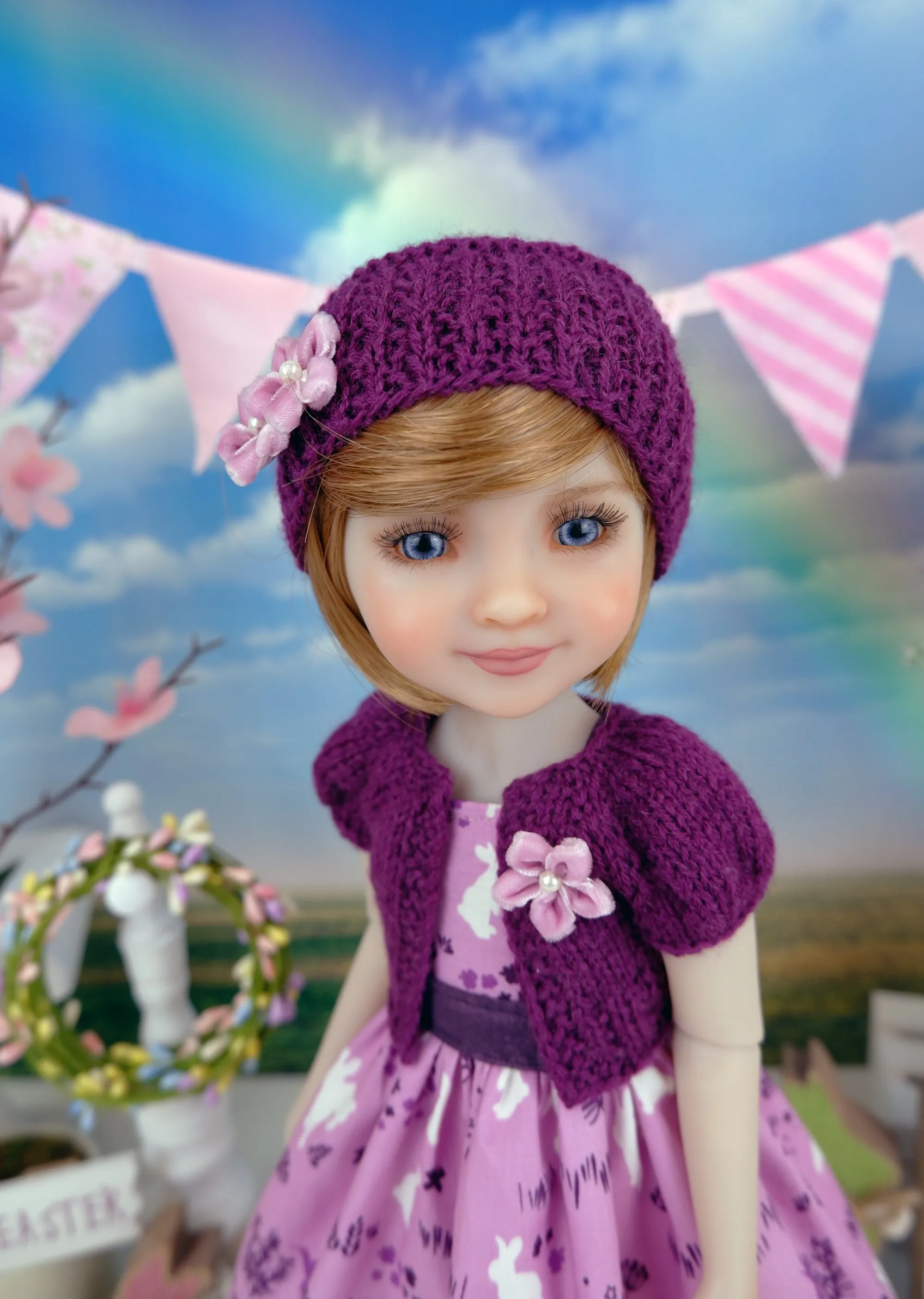 Beautiful Bunny - dress and sweater set with shoes for Ruby Red Fashion Friends doll