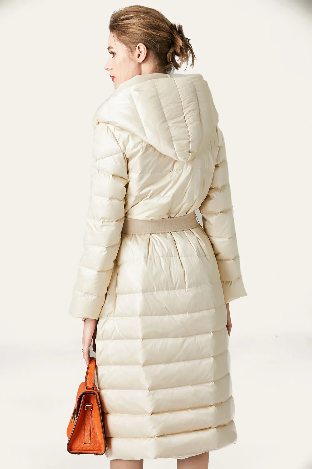 Black Button Quilted Puffer Jacket with Faux Fur Hood