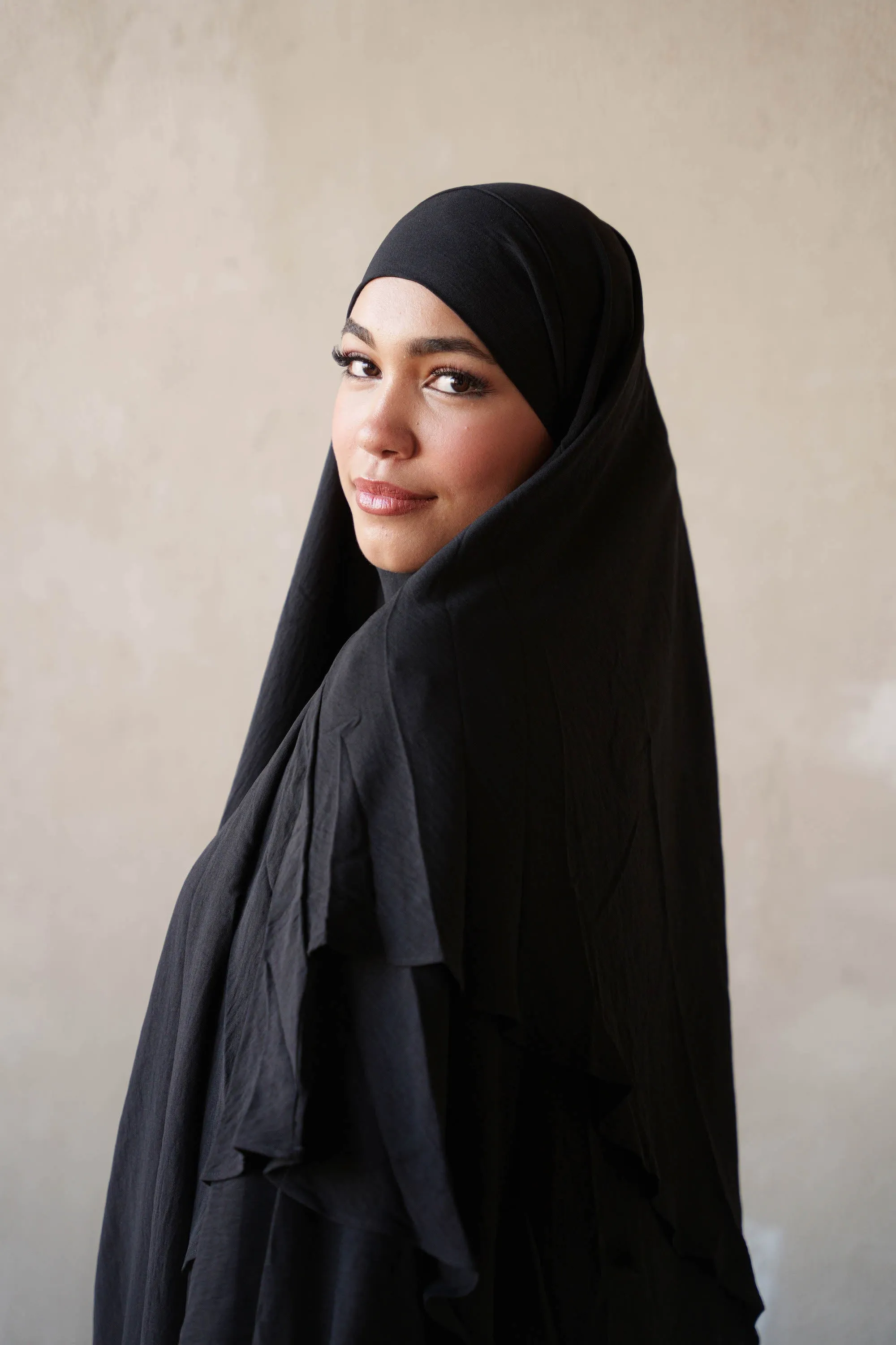 Black Double Layer Khimar