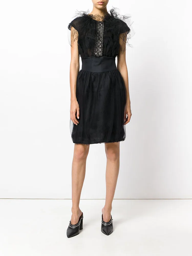 Black Embellished Silk Dress