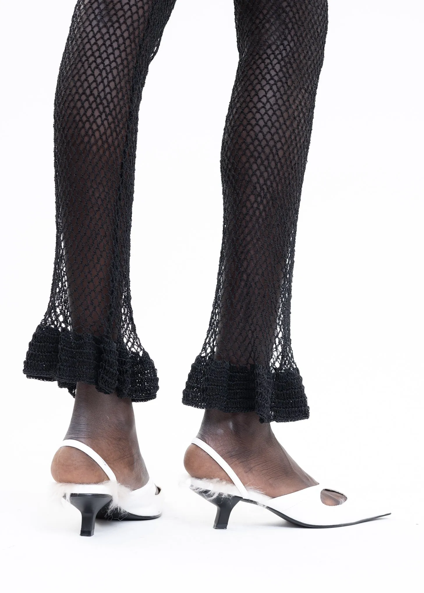 Black Hand Woven Bell Pants