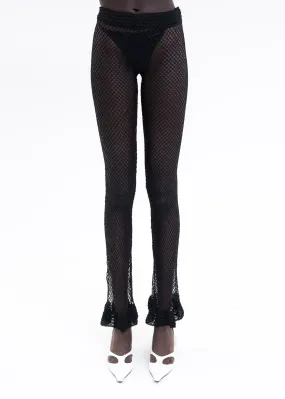 Black Hand Woven Bell Pants