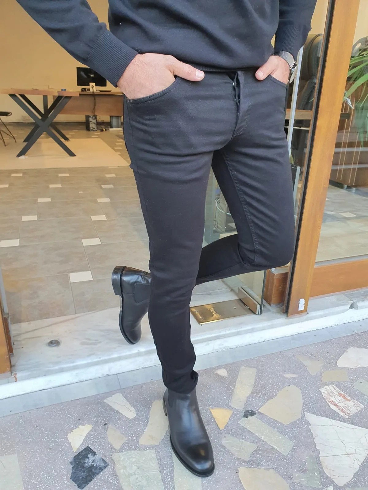 Blake Slim Fit Black Pants