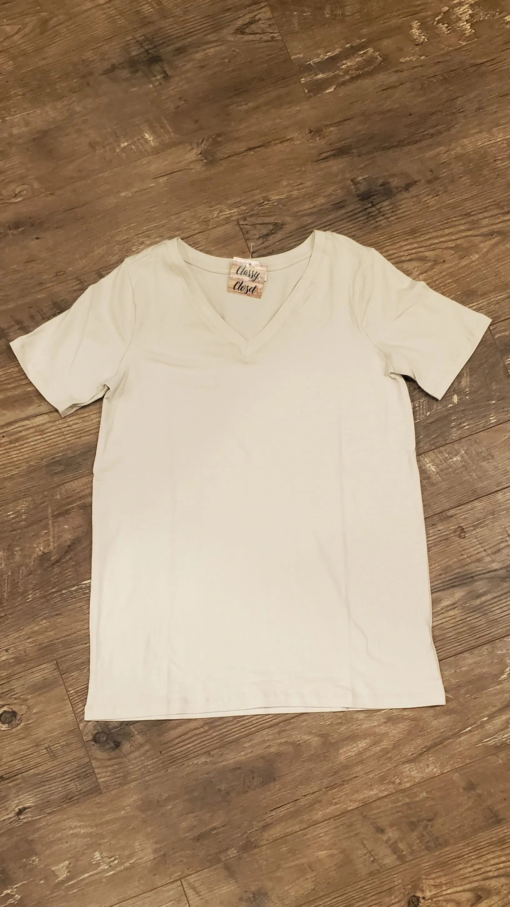 Bone V-Neck Short Sleeve Top