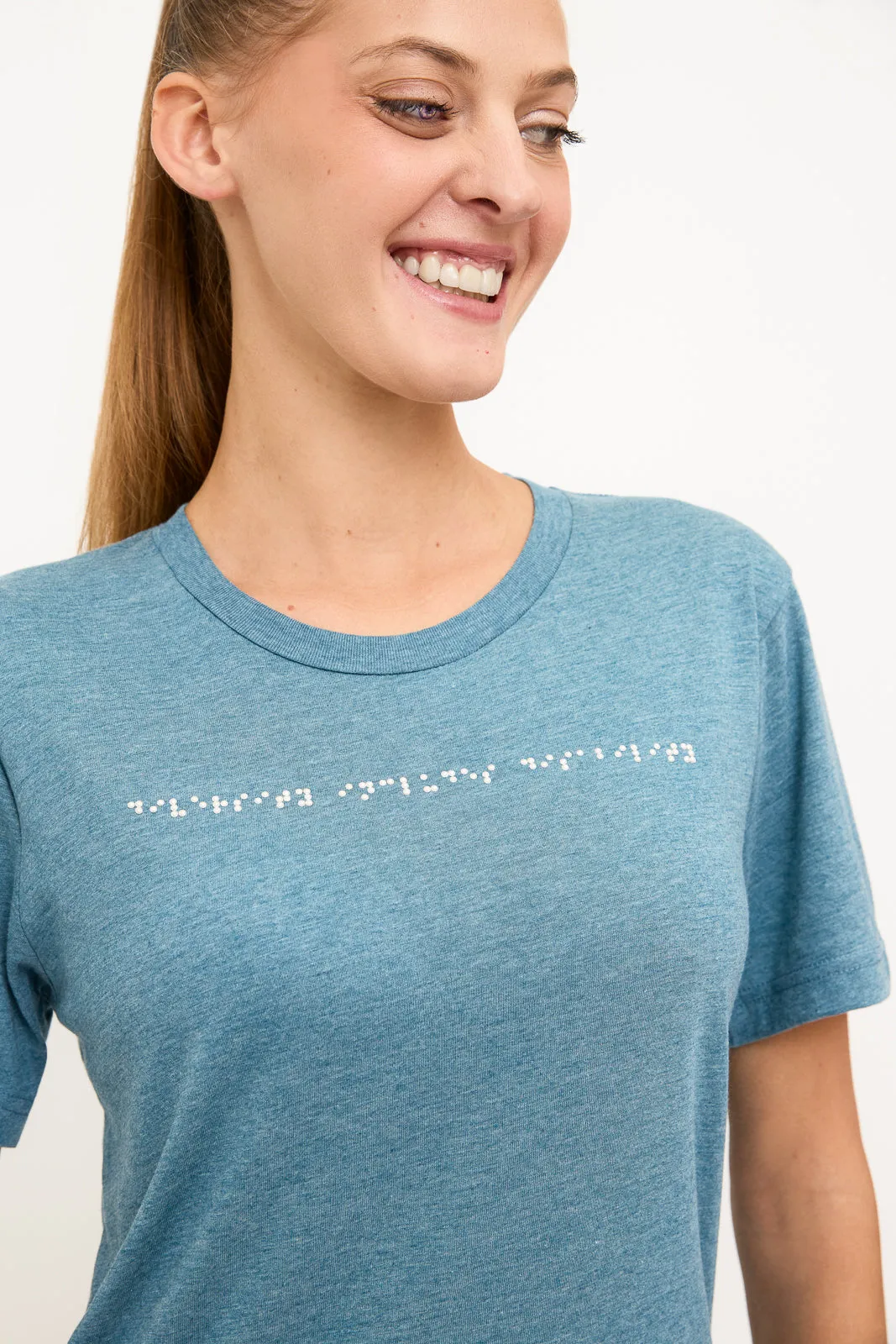 Braille T-Shirt: Blue Grey