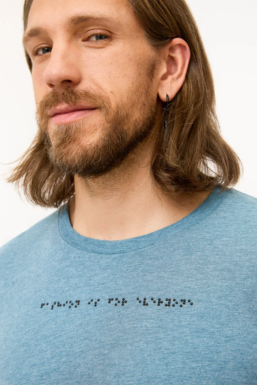 Braille T-Shirt: Blue Grey