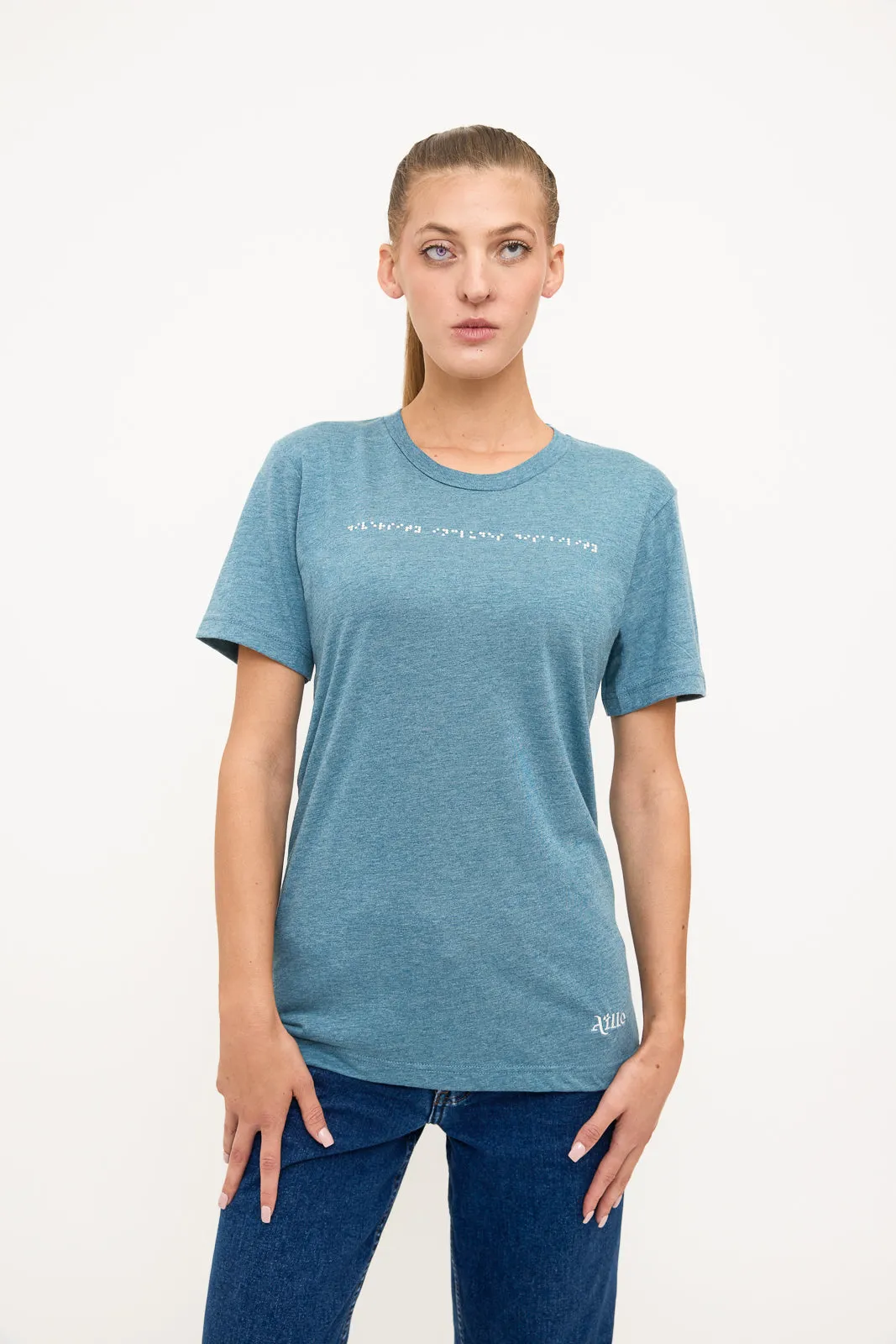 Braille T-Shirt: Blue Grey
