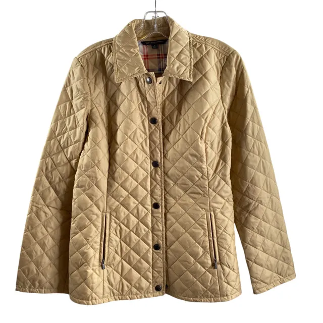 BROOKS BROS Size 8 Tan Quilted Polyester JACKET