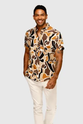 Brooksfield Casual Shirt Short Sleeve - Brown