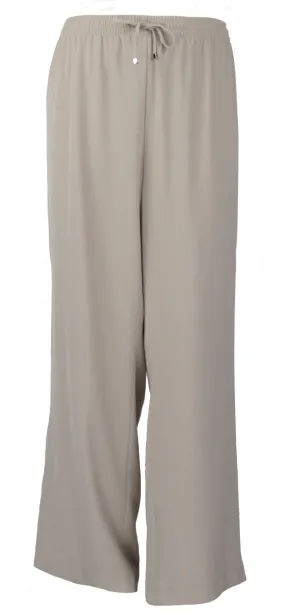 Calvin Klein Women's Plus Size Wide Leg Elastic Waist Pants Beige