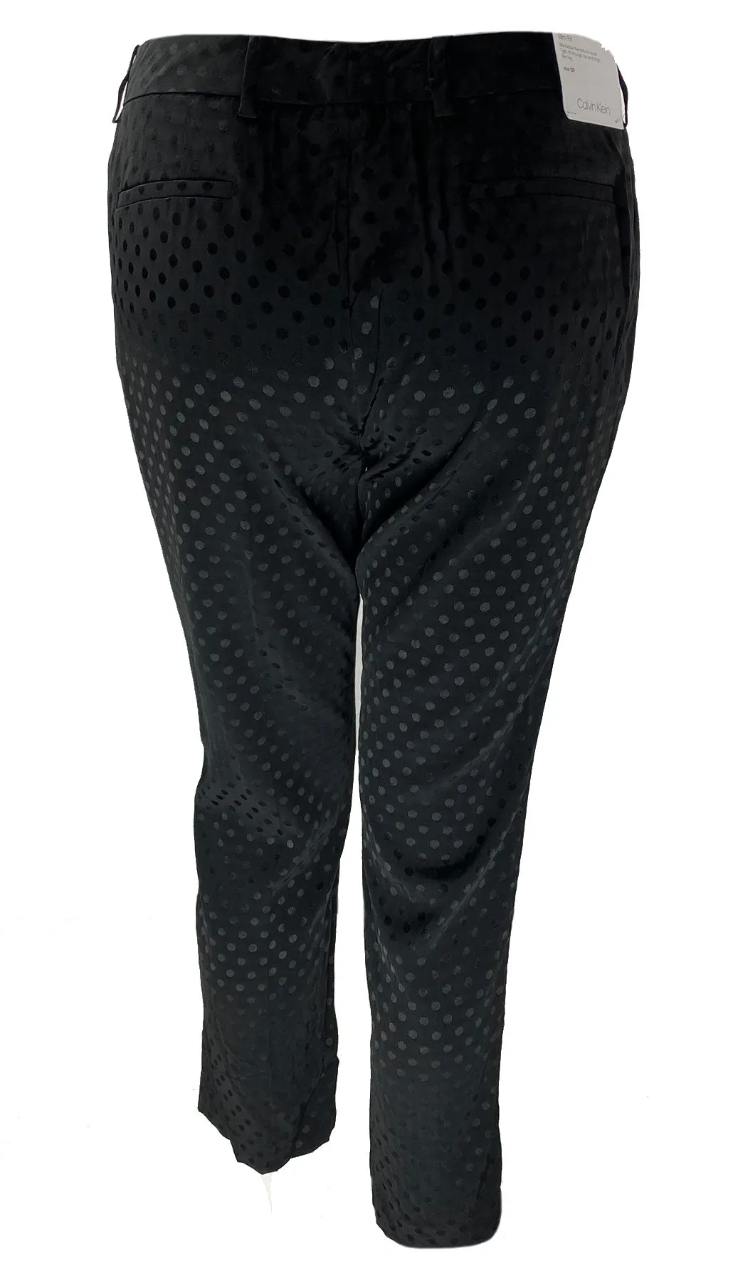 Calvin Klein Women's Slim Fit Polka Dot Jacquard Pants Black Size 12P