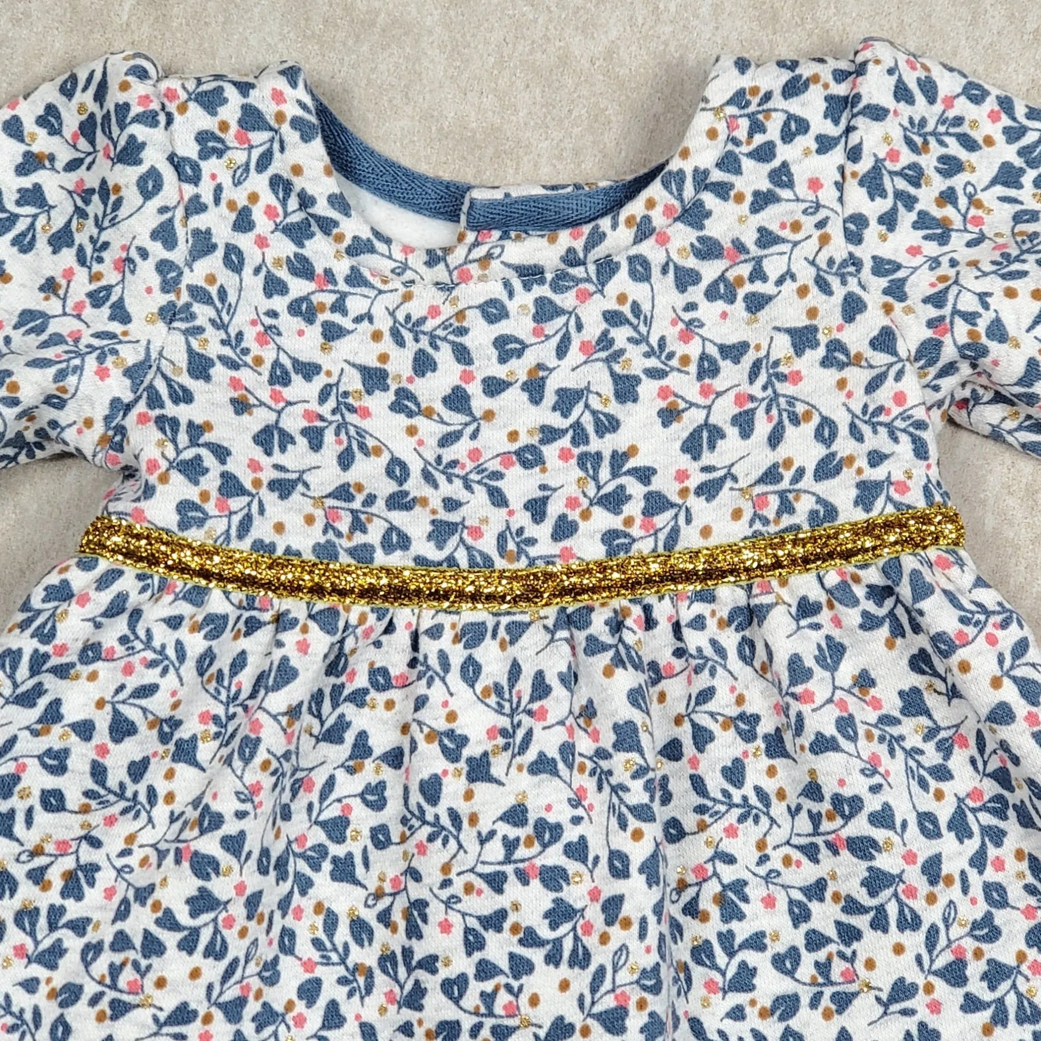 Carters Girls Blue 2 Piece Floral Sweater Dress NB