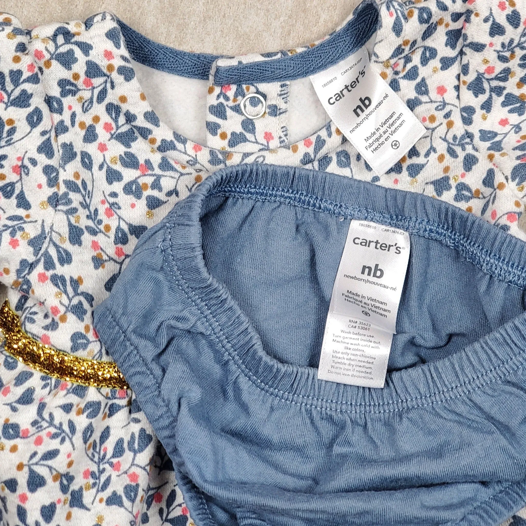 Carters Girls Blue 2 Piece Floral Sweater Dress NB