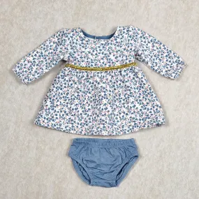 Carters Girls Blue 2 Piece Floral Sweater Dress NB