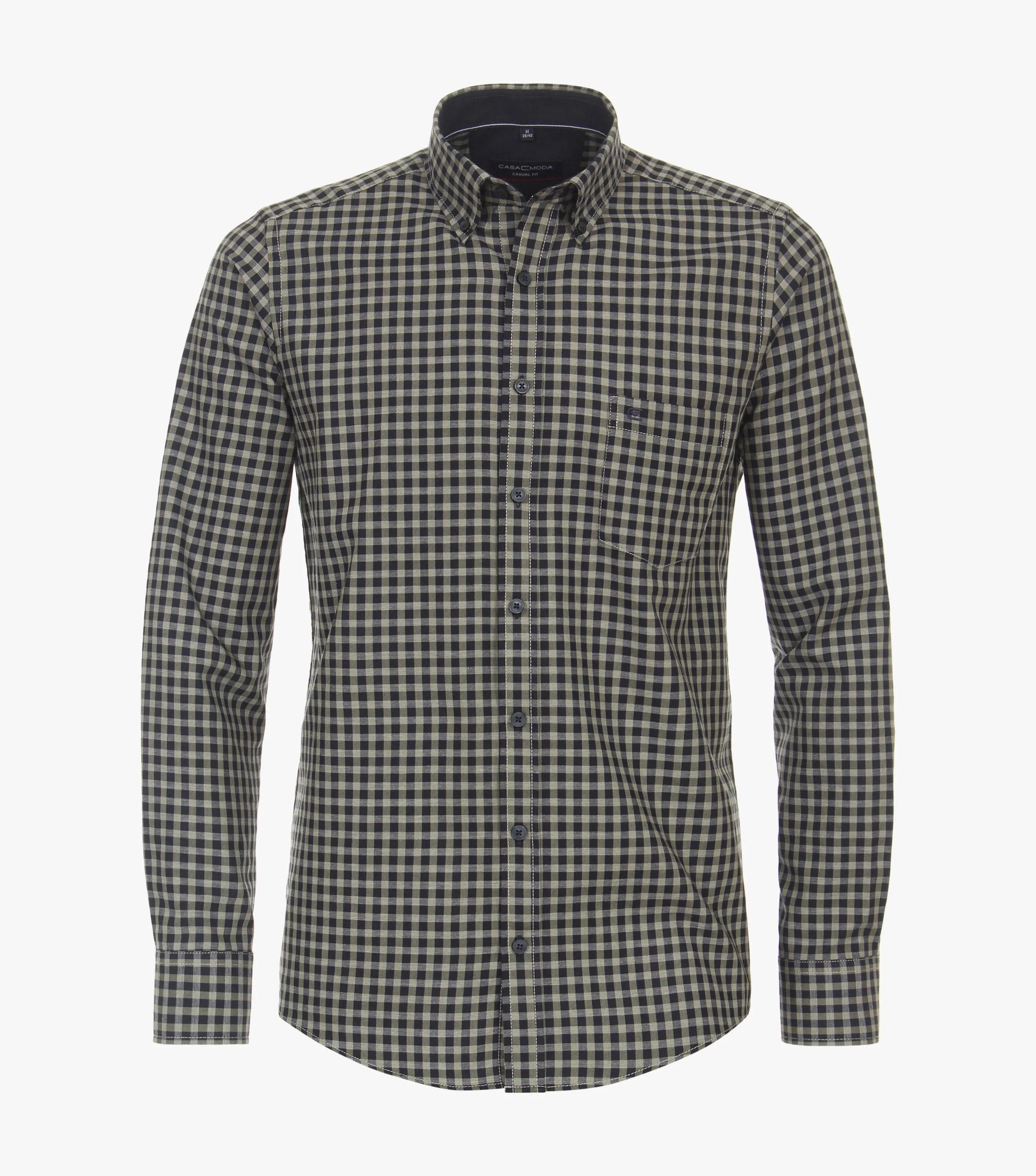 Casa Moda Flannel Long Sleeve Casual Check Shirt - Brown/Navy
