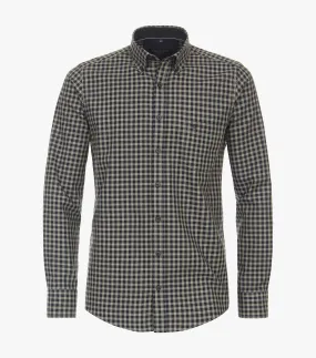 Casa Moda Flannel Long Sleeve Casual Check Shirt - Brown/Navy