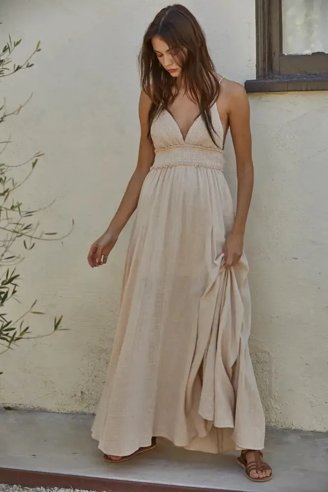 Cata Boho V-neck Strap Maxi Dress