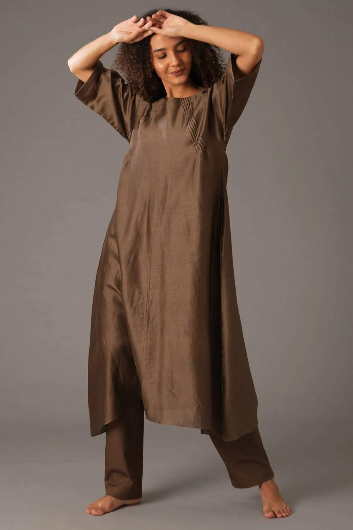Chanderi Silk Olive Kurta Set