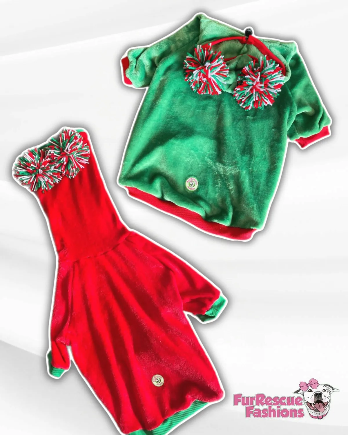 Christmas Dog Sweater with Long Pompom Snood