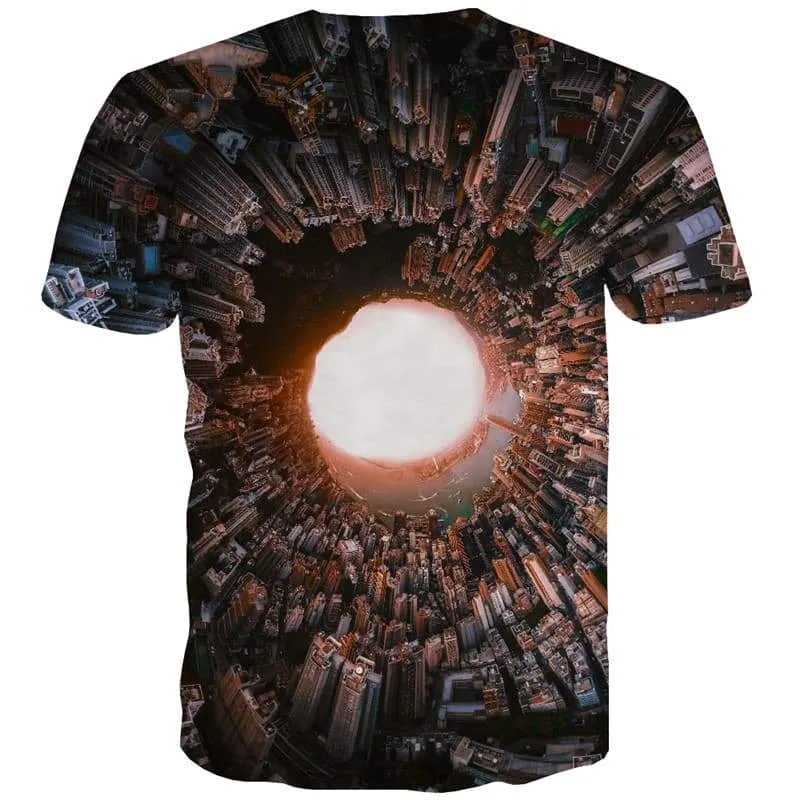 City T-shirt Men Dizziness Tshirts Cool Black Hole T-shirts Graphic Art Tshirts Casual