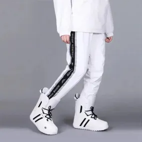 Classical Black & White Snow Pants Reflective Warm Winter Trousers