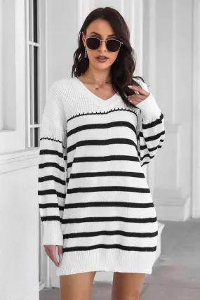 Cold Weather Style Striped Sweater Dress