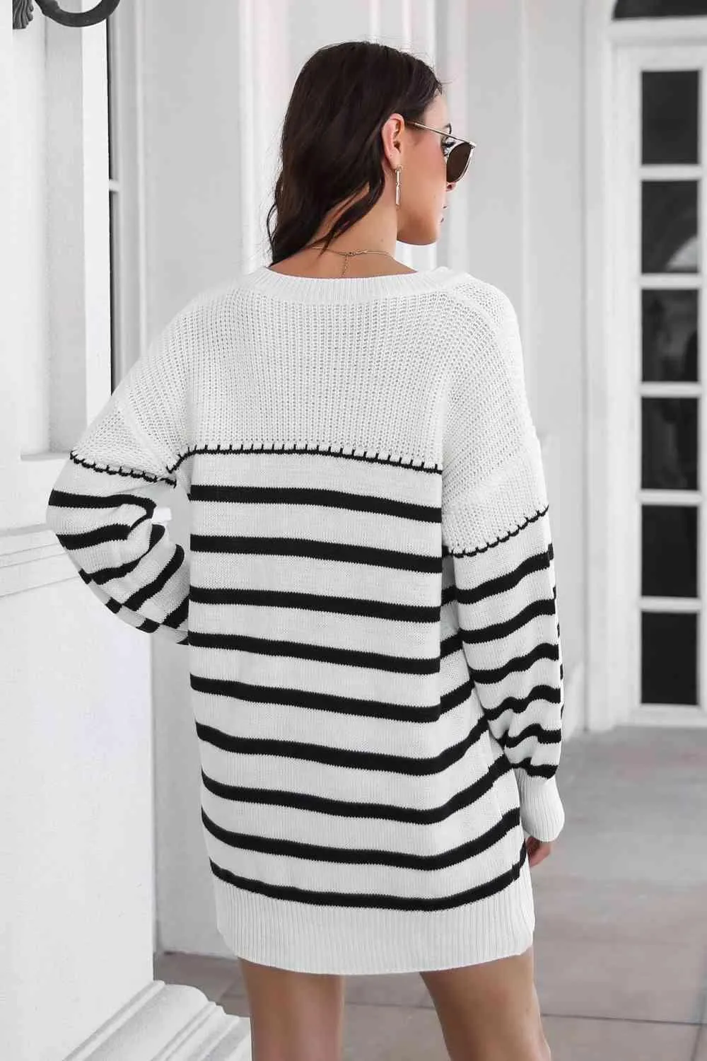 Cold Weather Style Striped Sweater Dress