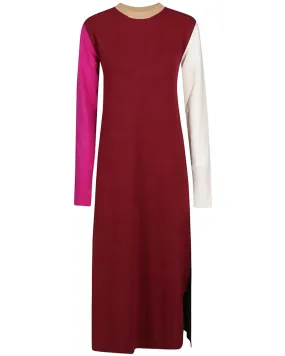 Colorblock Crewneck Sweater Dress
