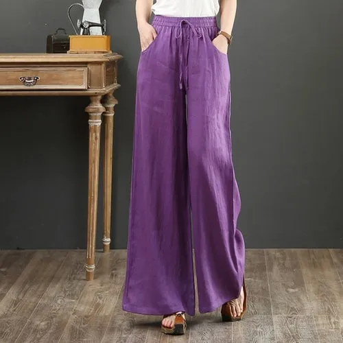 Cotton Linen Wide Leg Pants Casual