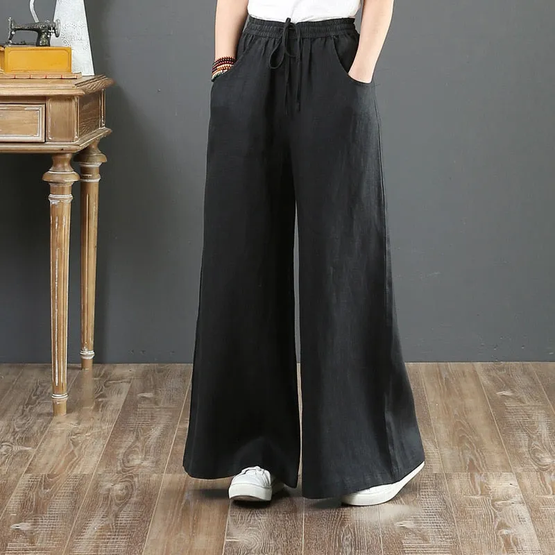 Cotton Linen Wide Leg Pants Casual
