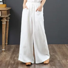Cotton Linen Wide Leg Pants Casual