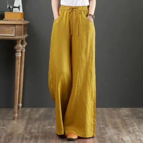 Cotton Linen Wide Leg Pants Casual