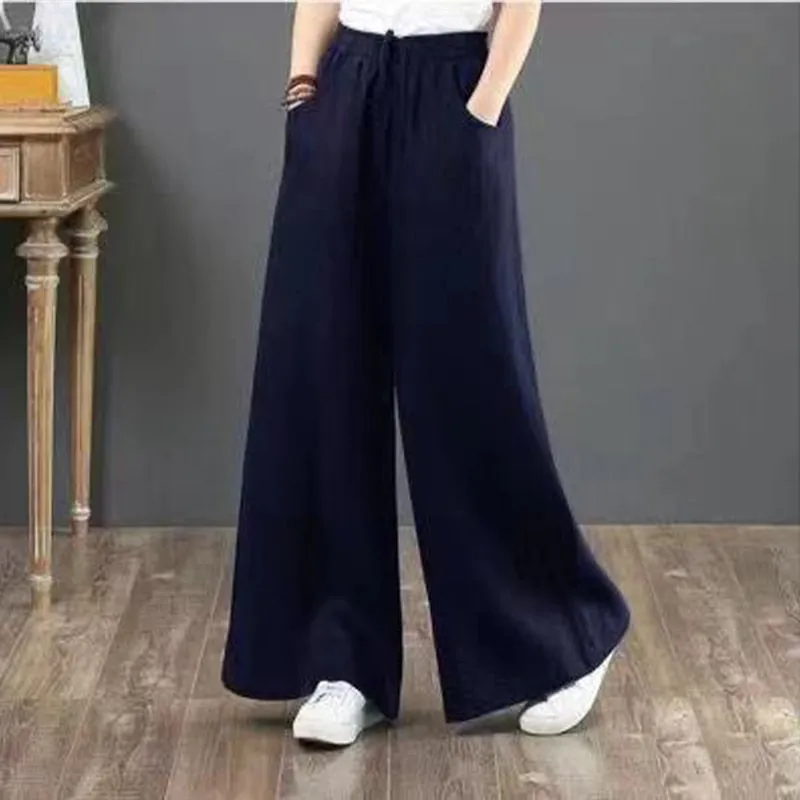 Cotton Linen Wide Leg Pants Casual