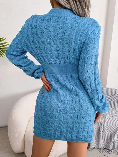 Cozy Lady Cable Knit Sweater Dress